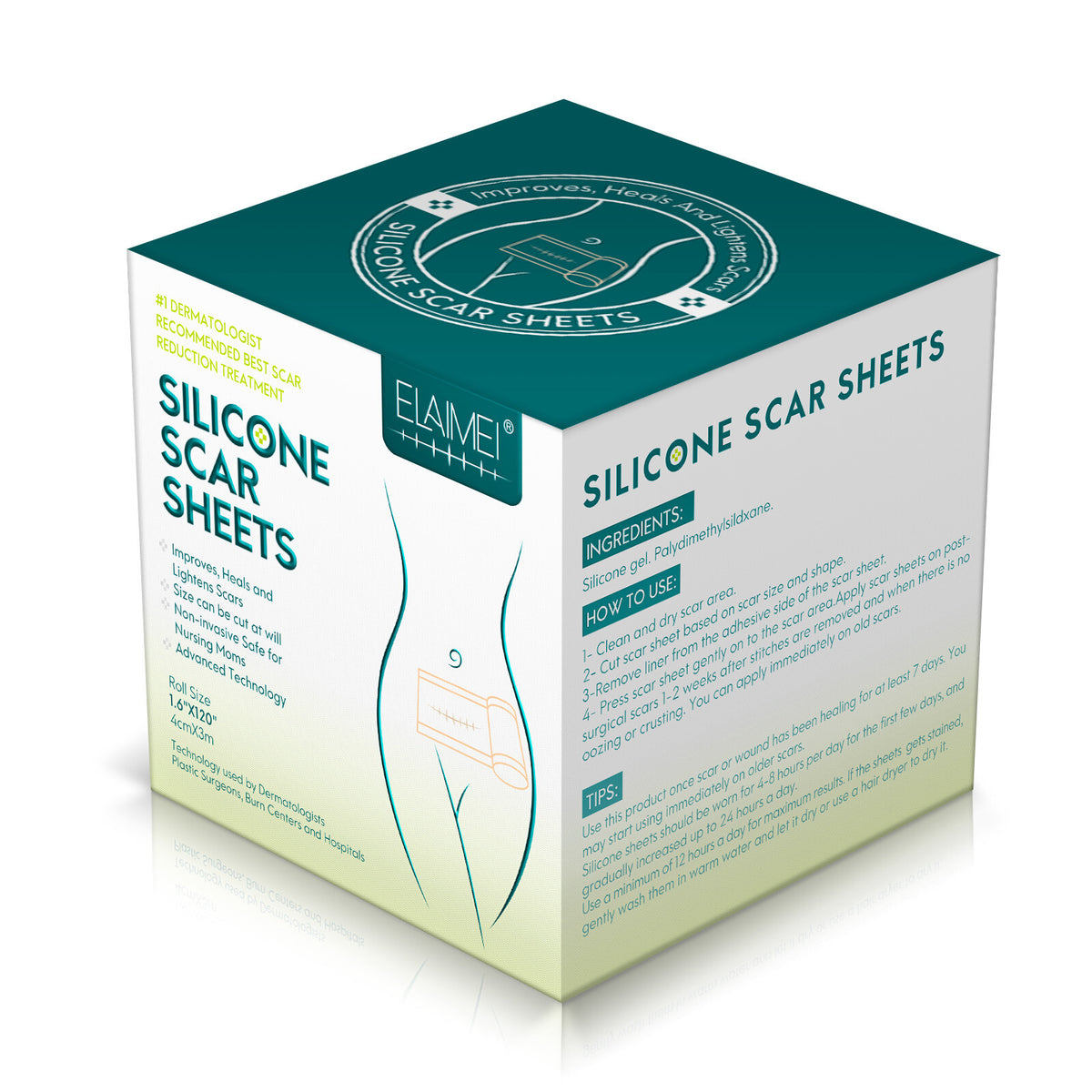 Scar Removal Silicone Tape for Hypertrophic Scars & Keloids - 1.6" x 60"-150"