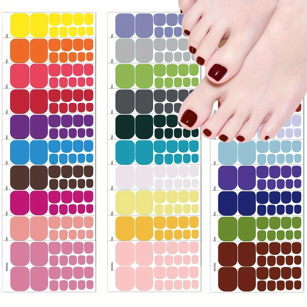 Solid Color Nail Polish Stickers & Toenail Stickers Set for Women