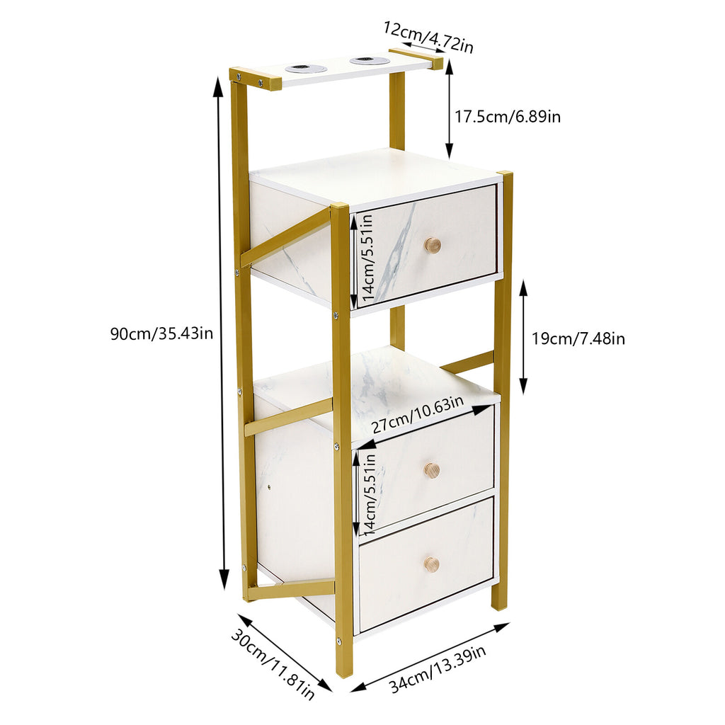 Salon Storage Cabinet with 3 Drawers and Hair Dryer Holders - Floor Standing