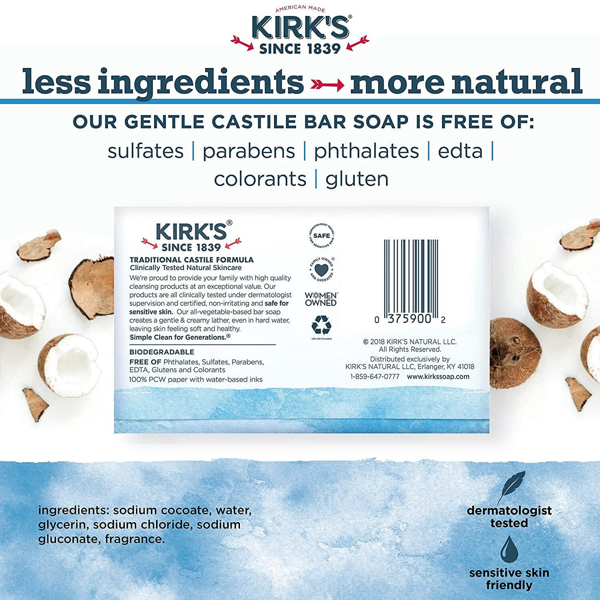 Vegan Coconut Oil Castile Soap 12-Pack - Gentle, Natural, Sensitive Skin