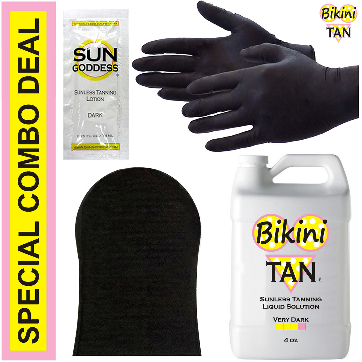 Very Dark Spray Tan Solution - 4 oz Self Tanner with Applicator & Gloves