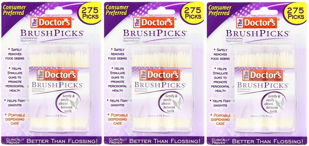 Dental BrushPicks Pack of 3 - 825 Oral Care Picks for Gum & Teeth Cleaning