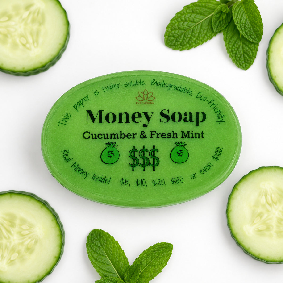 Money Soap Bar with Real Cash Inside - Glycerin Shea Butter 4.5oz