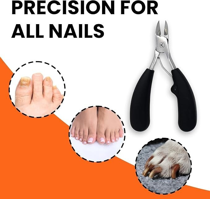Heavy-Duty Stainless Steel Toenail Clippers - Extra-Wide Blade & Rubber Handle