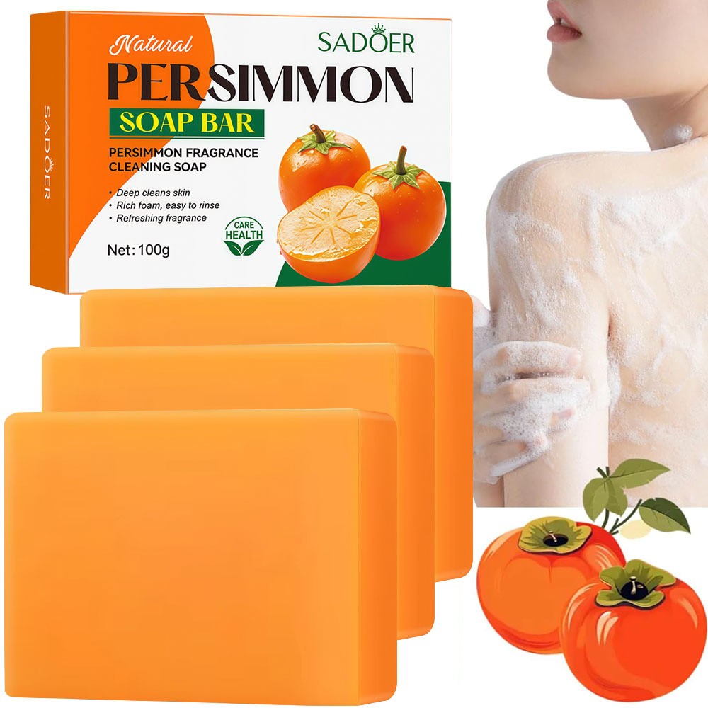 Persimmon Soap Bar for Body Odor Control & Skin Refreshing - 3 Pack