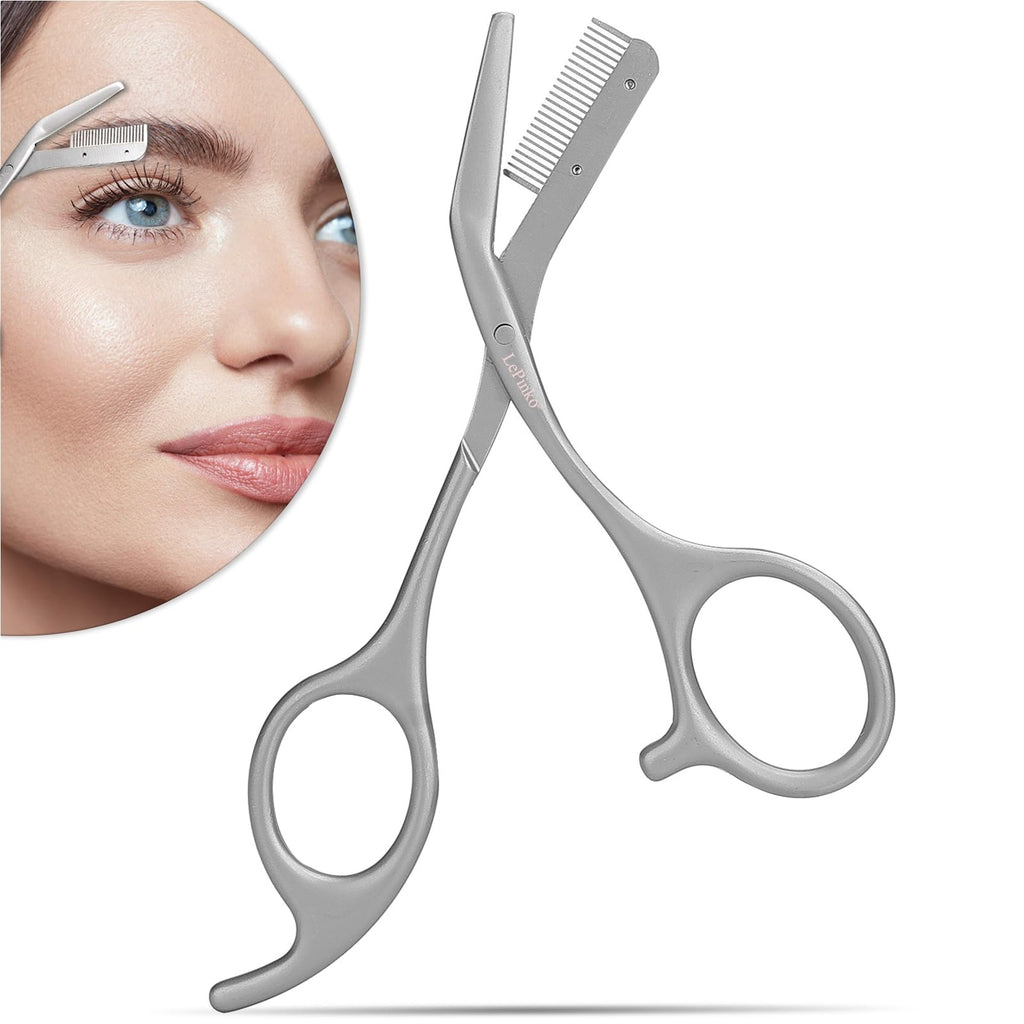 Stainless Steel Eyebrow Trimming Scissors with Comb - Precision Grooming Tool