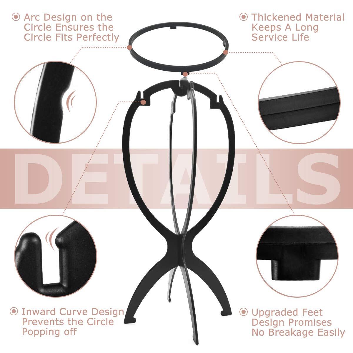 Wig Stand Head Holder for 14.2 Inches - Pack of 3, Black