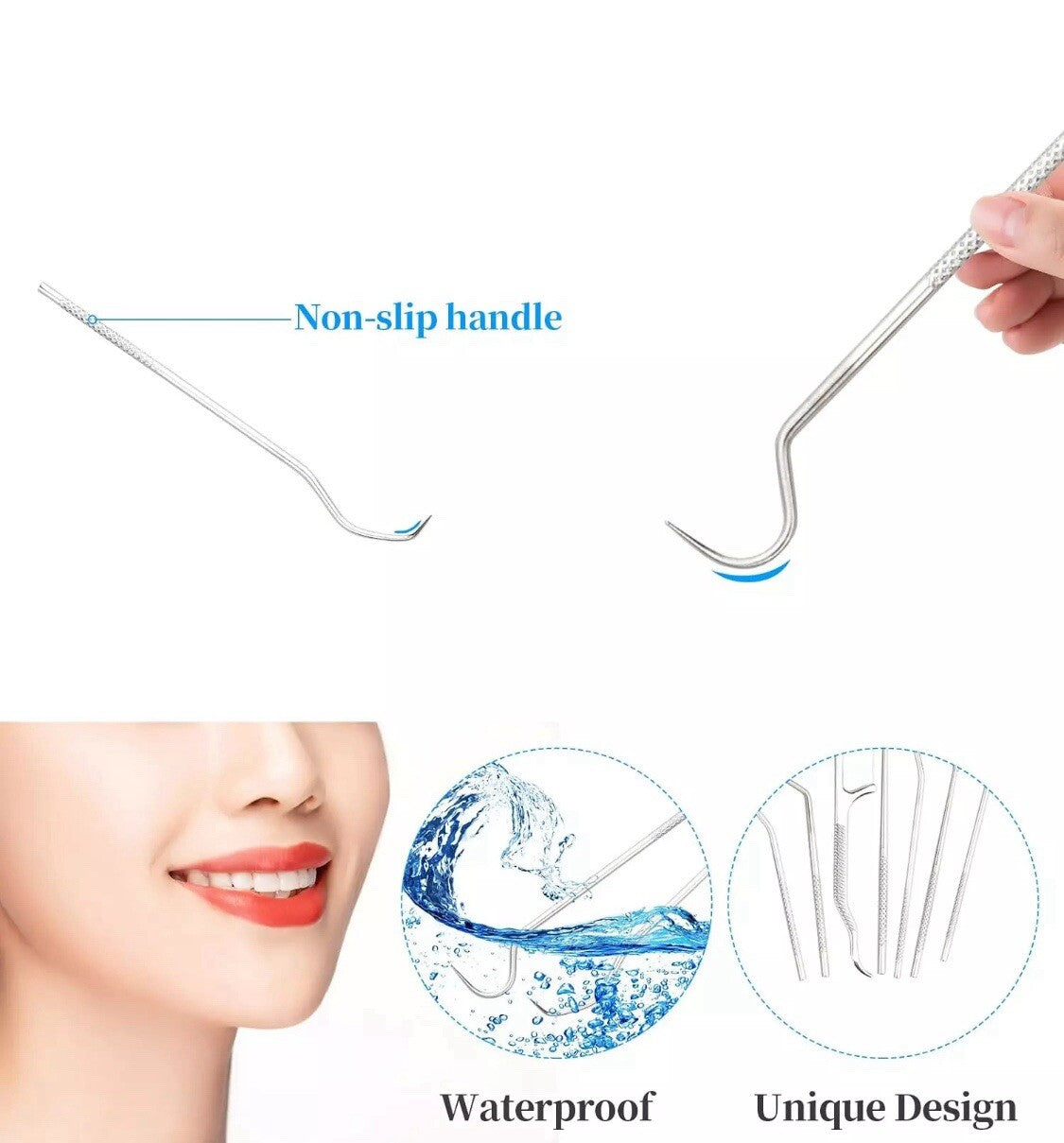 7PCS Reusable Metal Toothpick Set with Storage Tube - Stainless Steel Oral Care