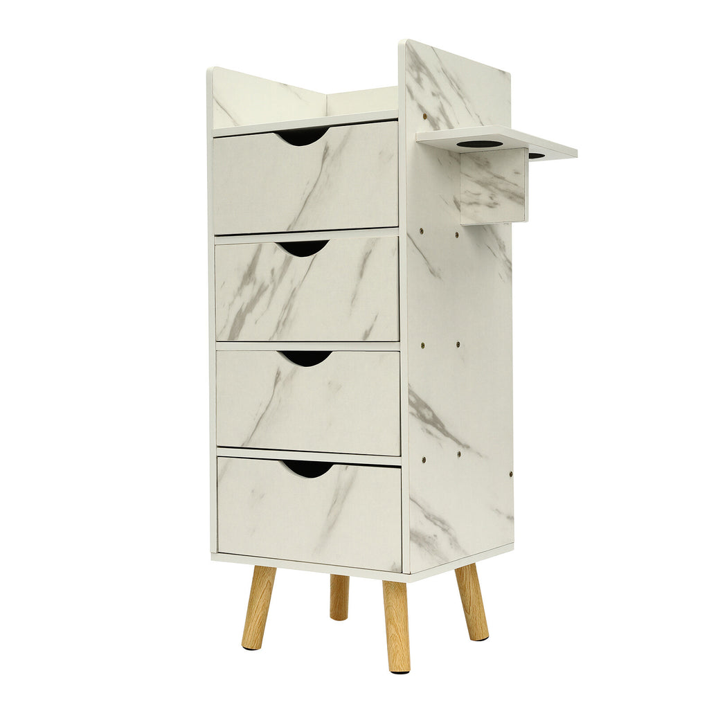 Salon Storage Cabinet with 4 Drawers and Hair Dryer Holders - Modern Barber Station