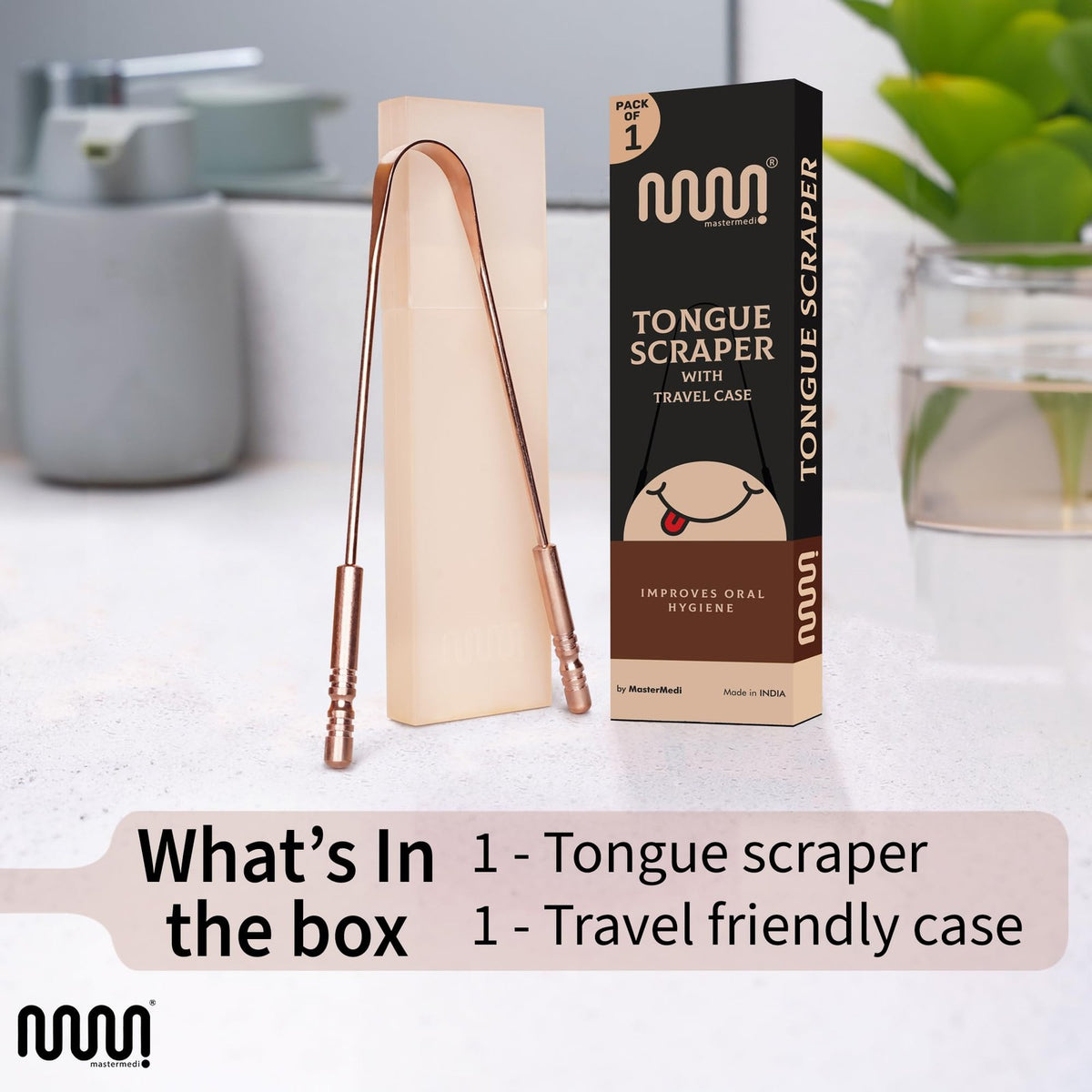 Copper Tongue Scraper for Adults - Oral Hygiene & Bad Breath Relief