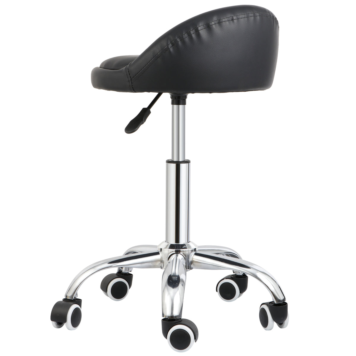 Adjustable Height Hydraulic Salon Stool Chair with Backrest - Black