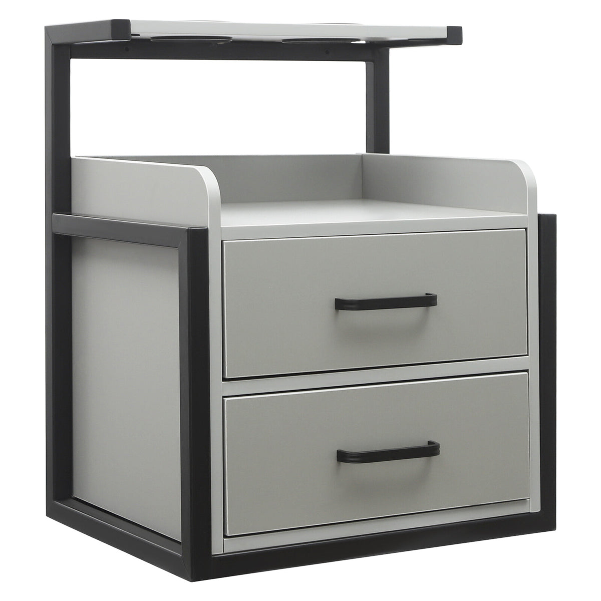 Wall-Mount Salon Station Cabinet with 2 Drawers for Beauty & Barber Shops