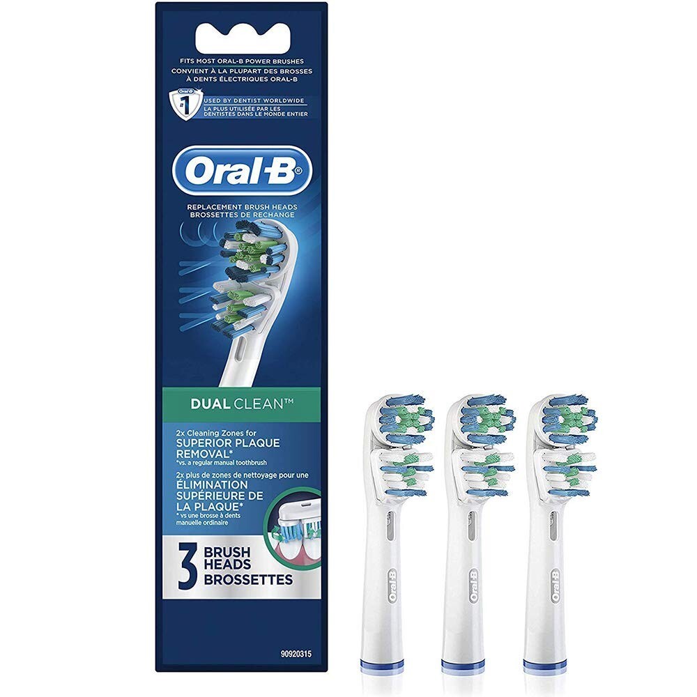 Electric Toothbrush Replacement Heads Dual Clean 3 Pack for Oral-B Handles