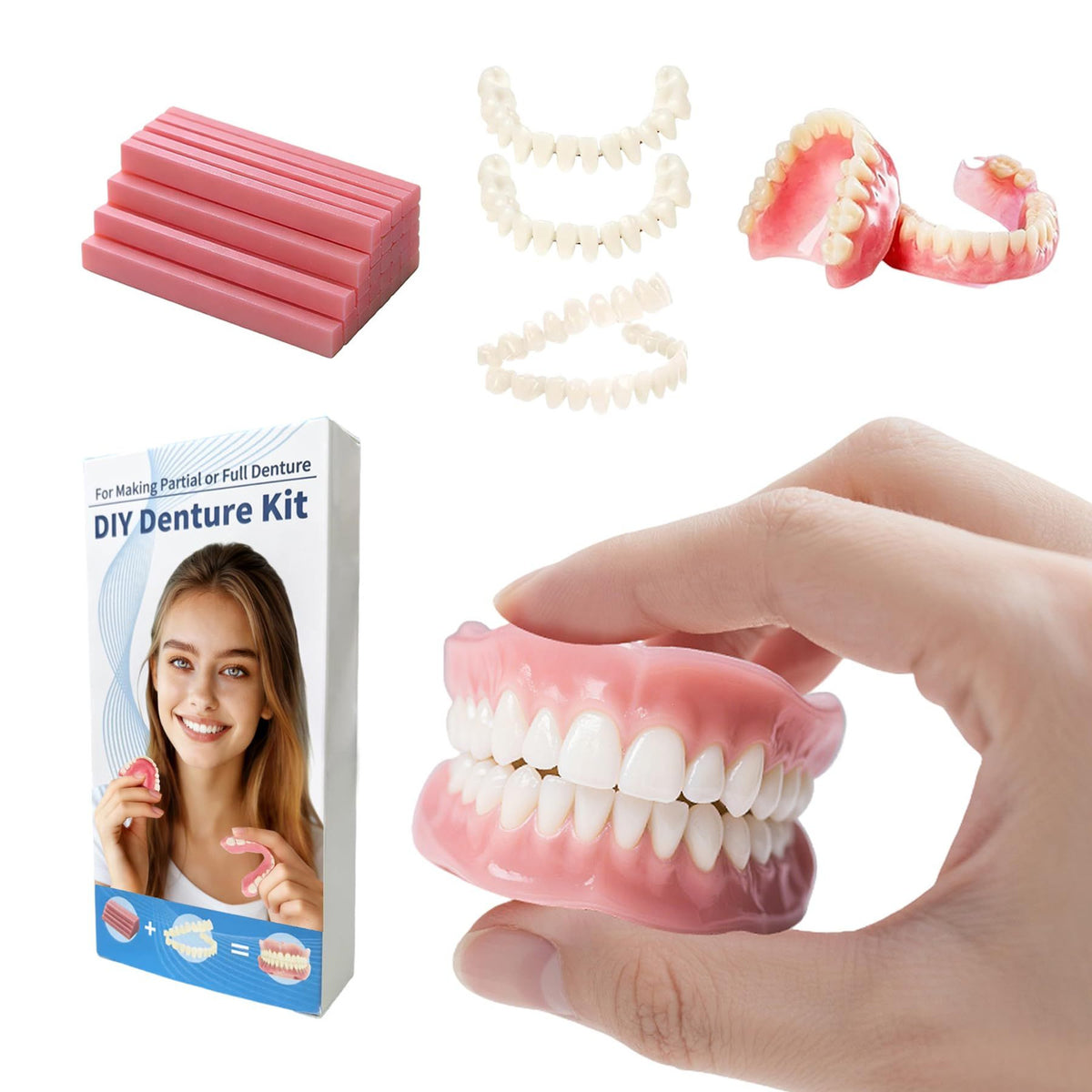 DIY Denture Temporary Veneers Kit for Women and Men - Natural White, Pack of 1