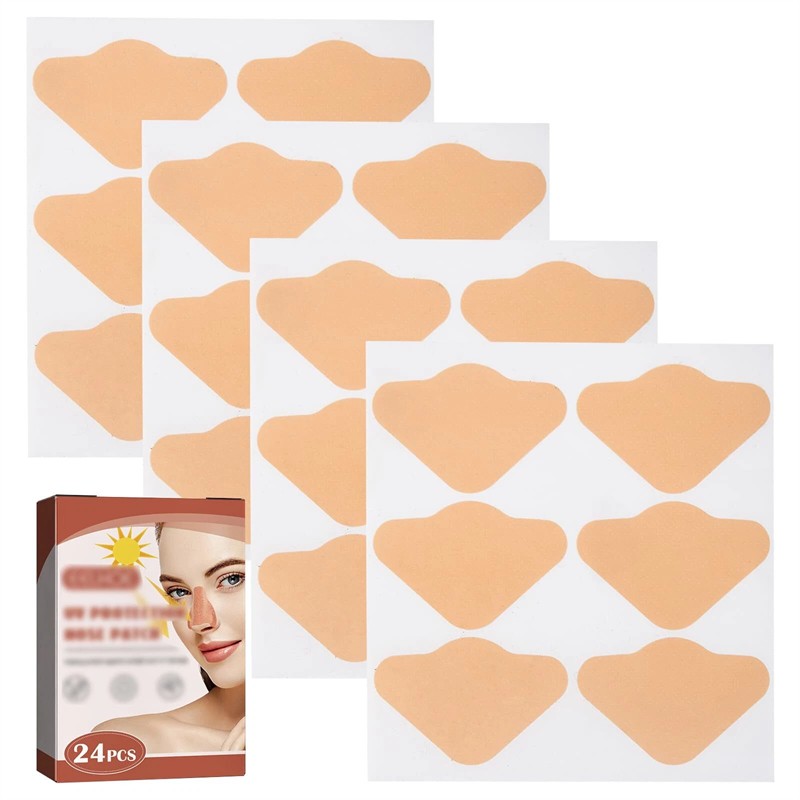 24 Pack Sun Protection Nose Patches UV Shield for Outdoor Activities - Beige