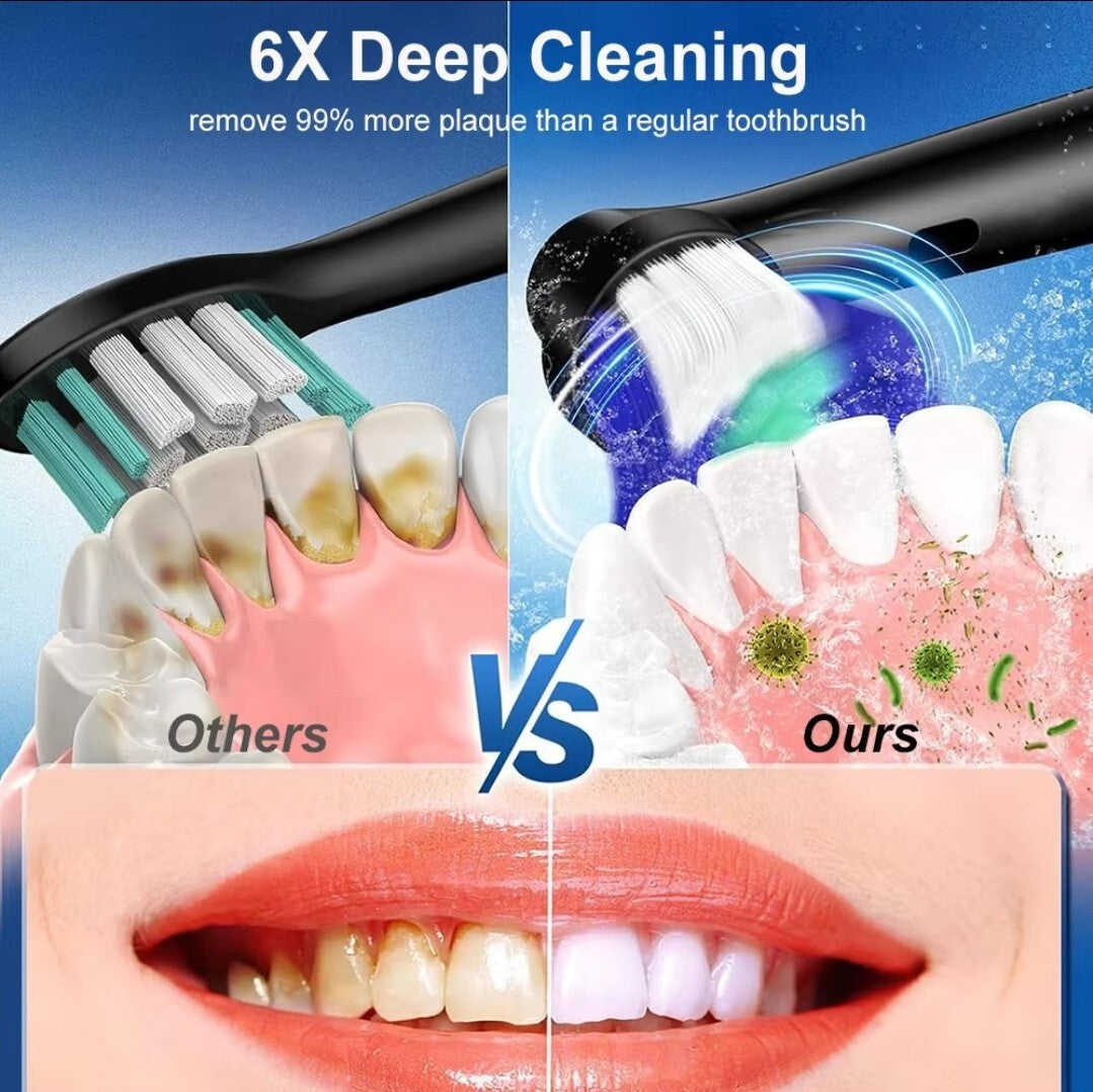 Rechargeable Electric Toothbrush with 5 Modes & 4 Replacement Heads