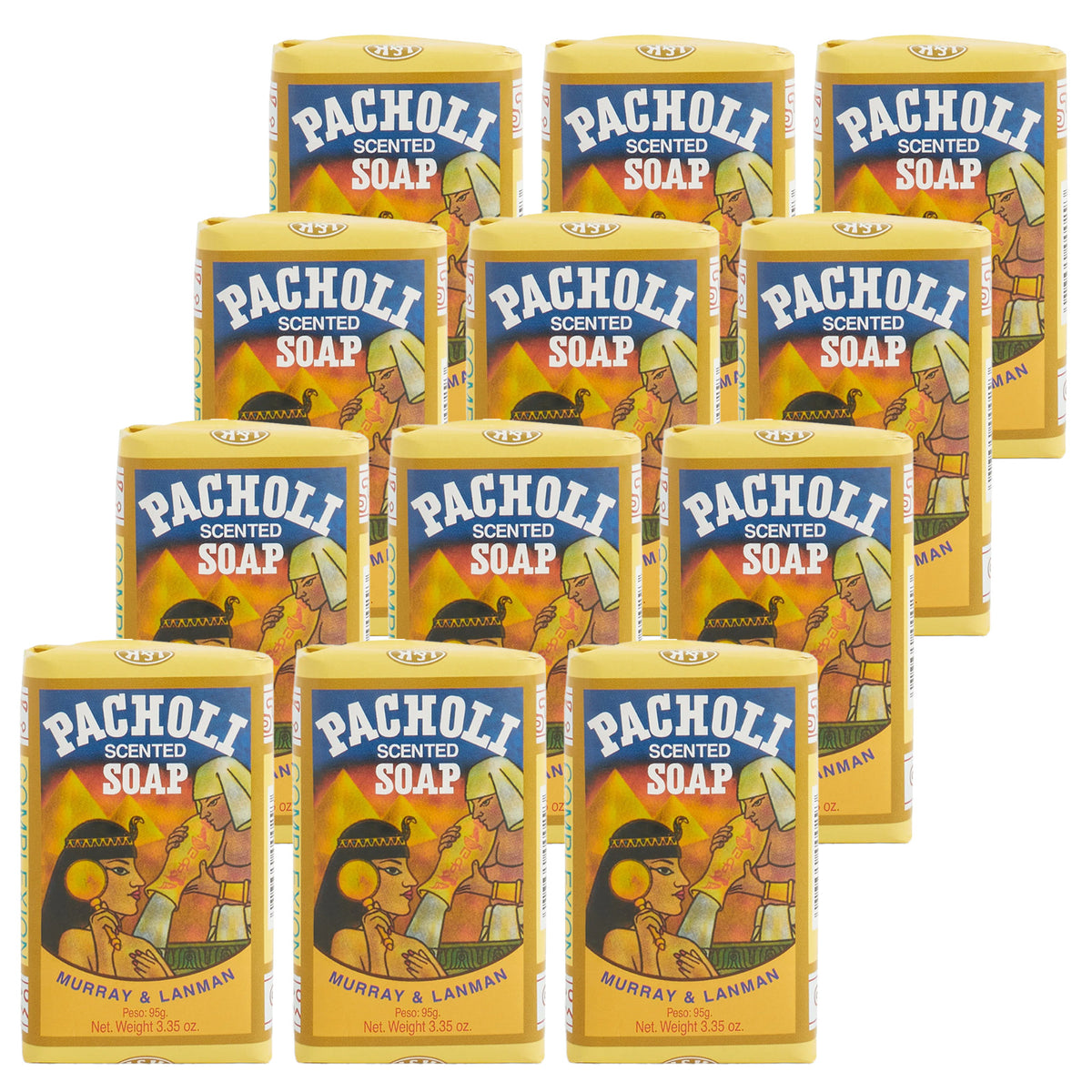 12 Pack Patchouli Soap - Earthy Unisex Natural Body Wash 3.3 oz