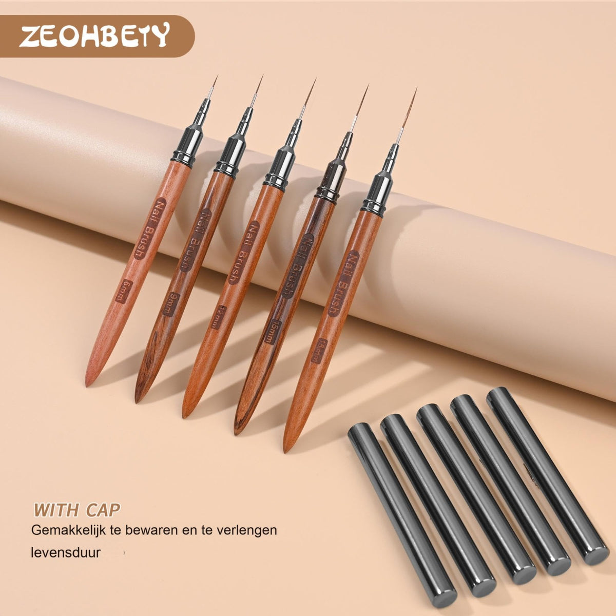 Wooden Nail Art Brushes Set - 5 Pcs Professional Nail Art Tools