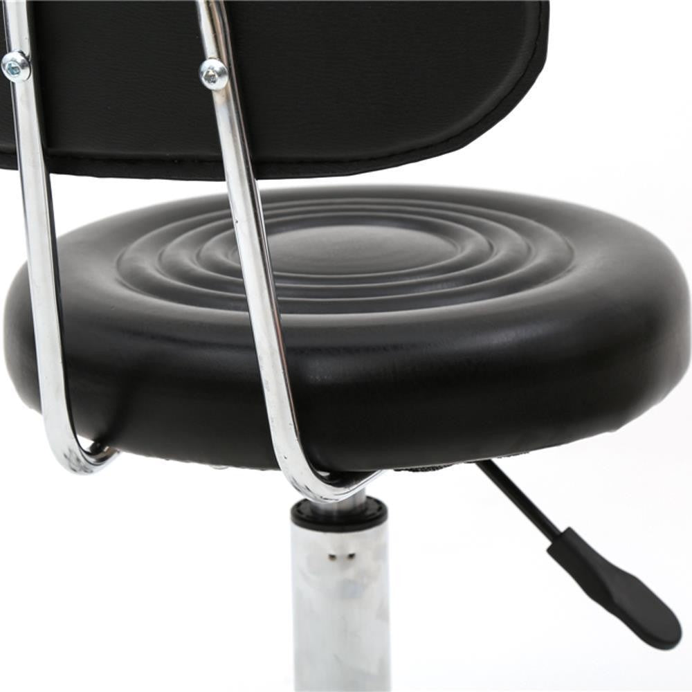 PU Leather Salon & Barber Swivel Stool with Backrest - Adjustable Office Chair