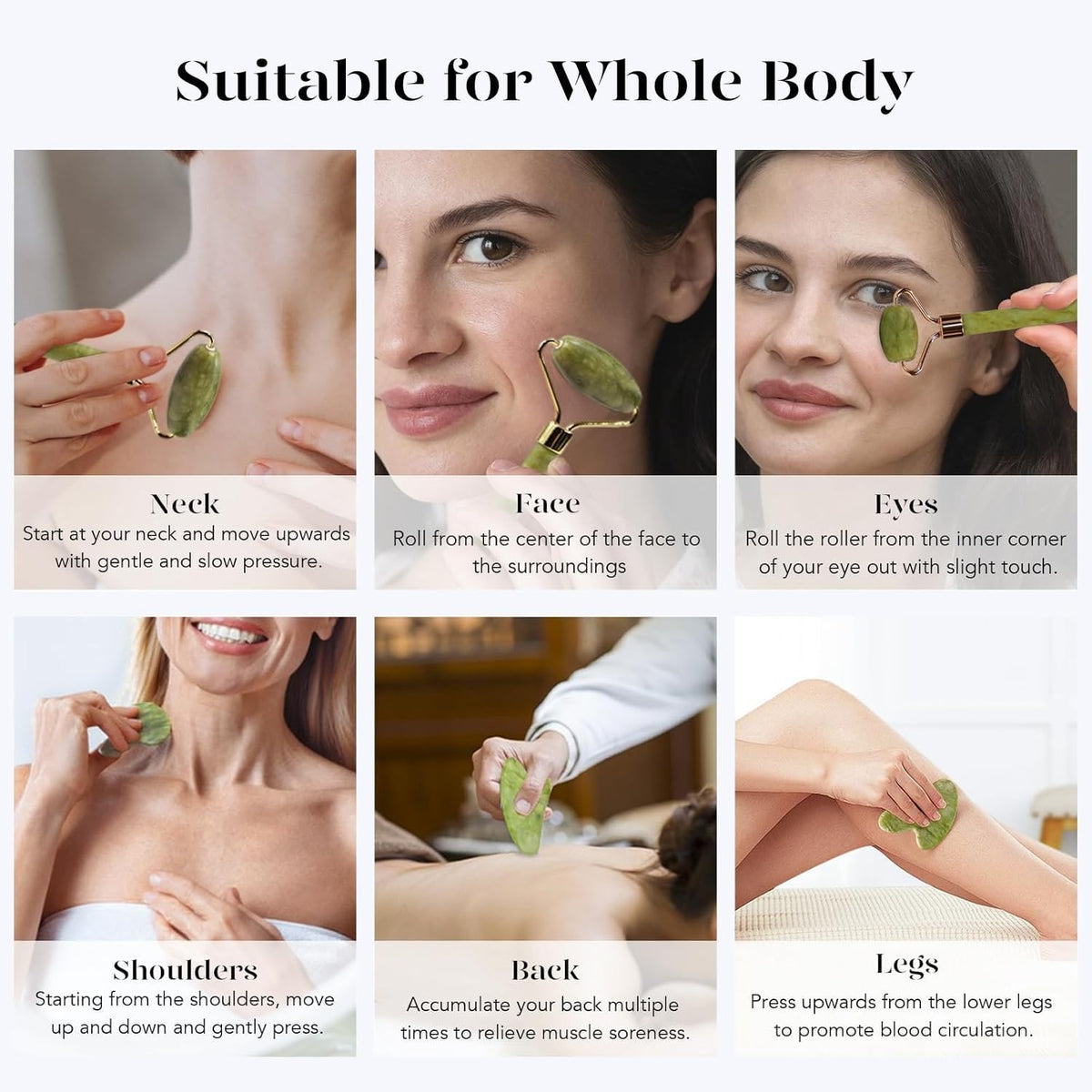 Facial Gua Sha and Jade Roller Set for Skin Tightening and Puffiness Reduction
