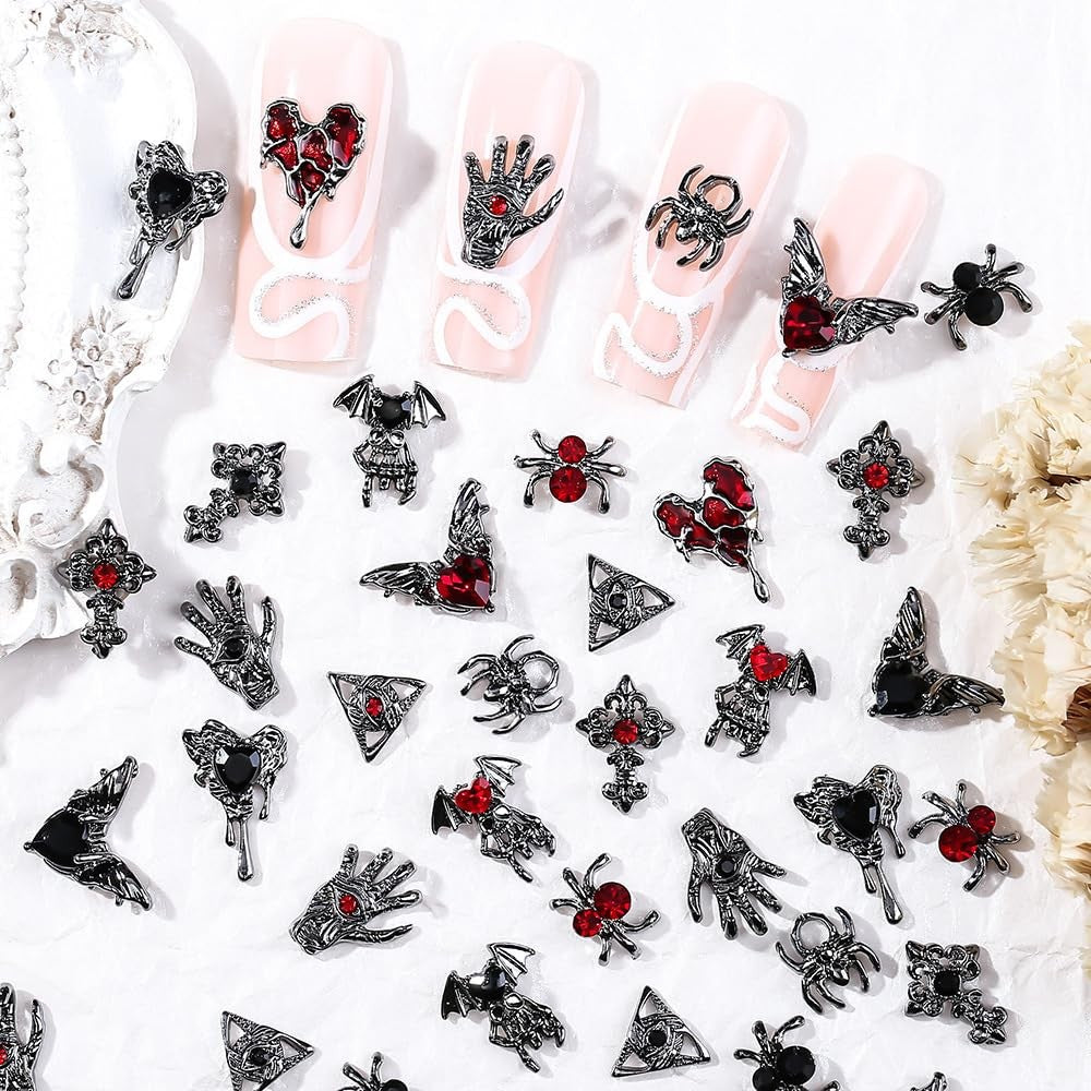 Halloween Nail Charms 3D Alloy Nail Art Decorations for Women