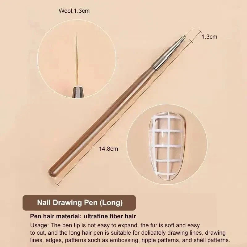 9PCS Nail Art Brush Set for Gel Acrylic Nail Design & Detailing