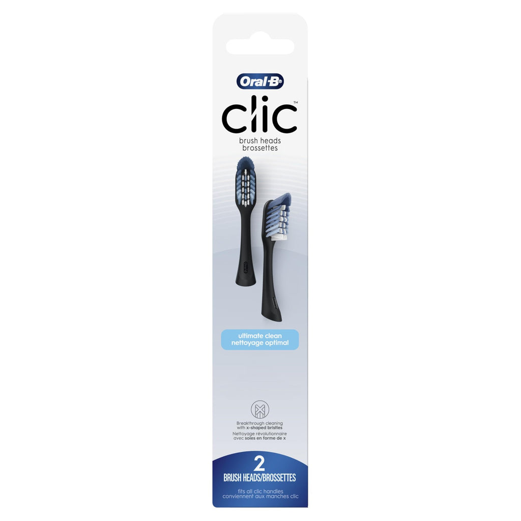 Oral-B Clic Toothbrush Replacement Heads - Pack of 2, Black