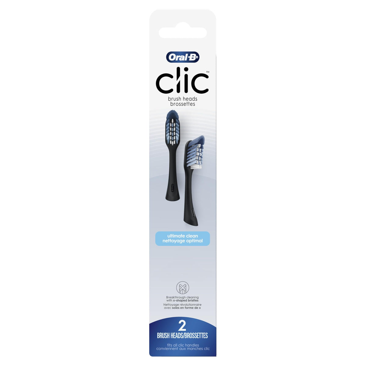 Oral-B Clic Toothbrush Replacement Heads - Pack of 2, Black
