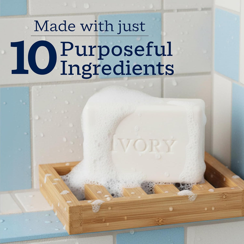 Gentle Ivory Bar Soap 4 oz Pack of 10 | Natural, Unscented, Hypoallergenic