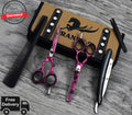 5.5 Inch Professional Hair Cutting & Thinning Scissors Set with Razor and Pouch - Pink