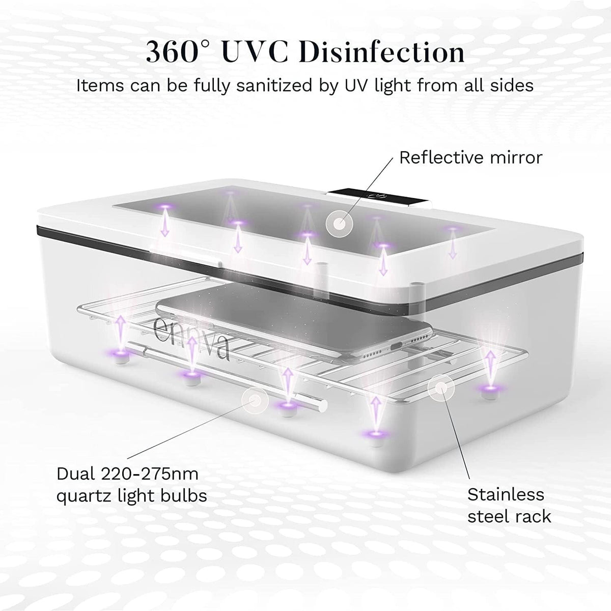Large UV-C Light Sanitizer Box - Portable Disinfection Sterilizer for Phone Keys Glasses
