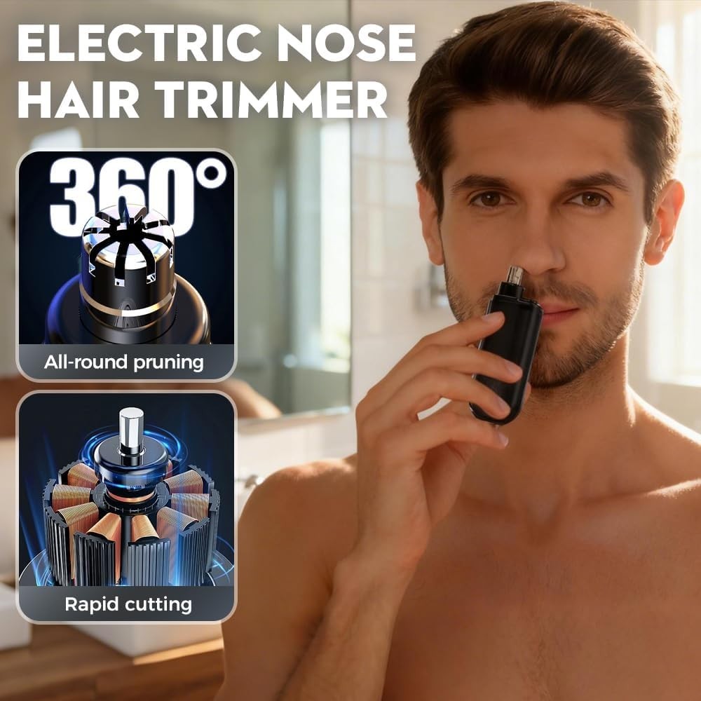 Electric Nose & Ear Hair Trimmer for Men Women Waterproof 2-in-1 Grooming