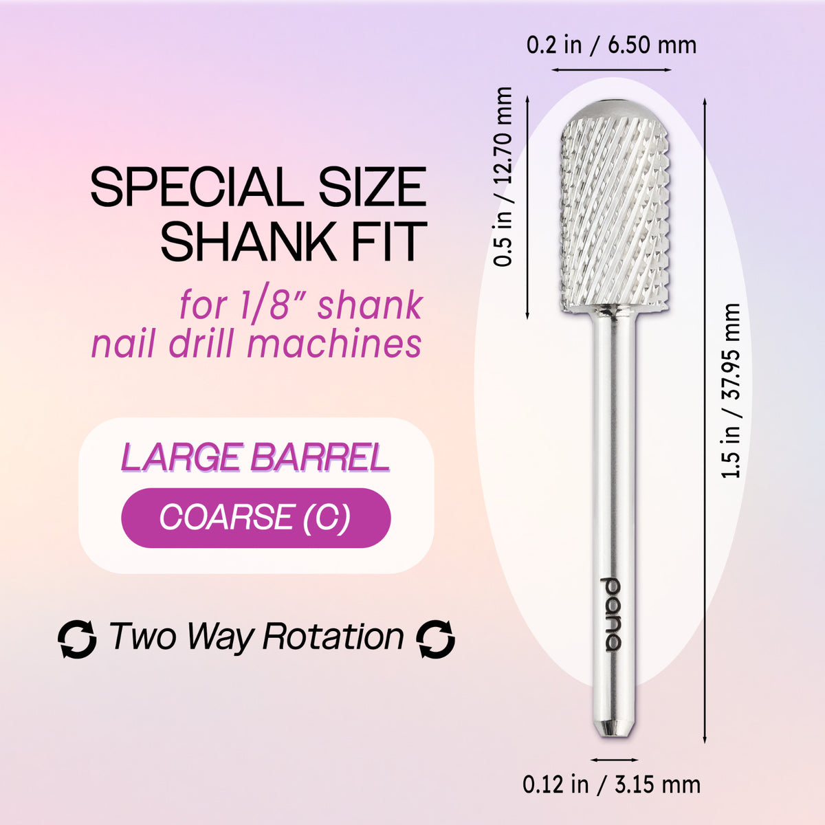 1/8 Inch Shank Nail Carbide Bit - Large Barrel Nail Drill Bit for Shaping & Removal