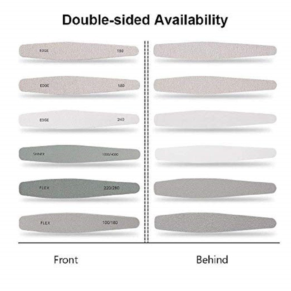 6 Pack Double-Sided Nail Files 100/180 Grit Emery Boards for Manicure & Pedicure