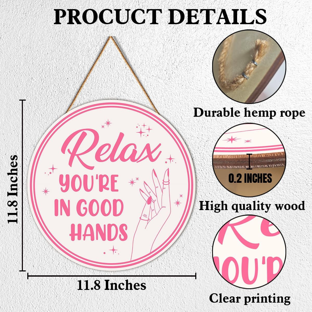 Pink Salon Wall Decor for Beauty, Massage, Spa, Hair & Nail Rooms