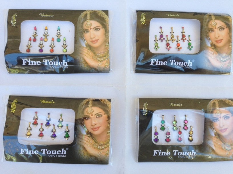 12-Pack Bollywood Bindi Stick-On Tattoos Assorted Colors & Designs