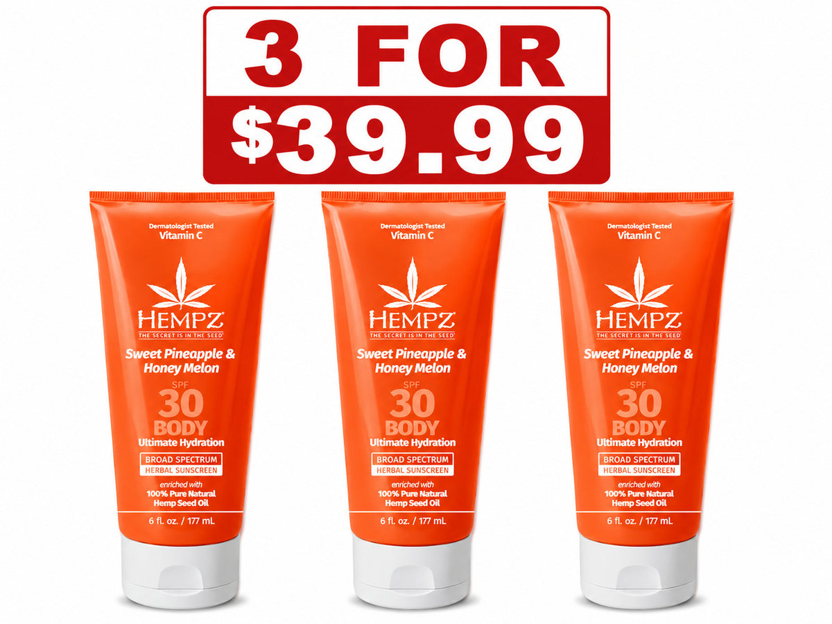 Hempz SPF 30 Body Sunscreen with Pineapple & Honeymelon | 3 Pack