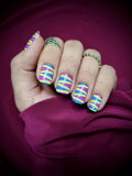 Color Nail Polish Strips, 16 Pack Summer Candy Nail Wraps