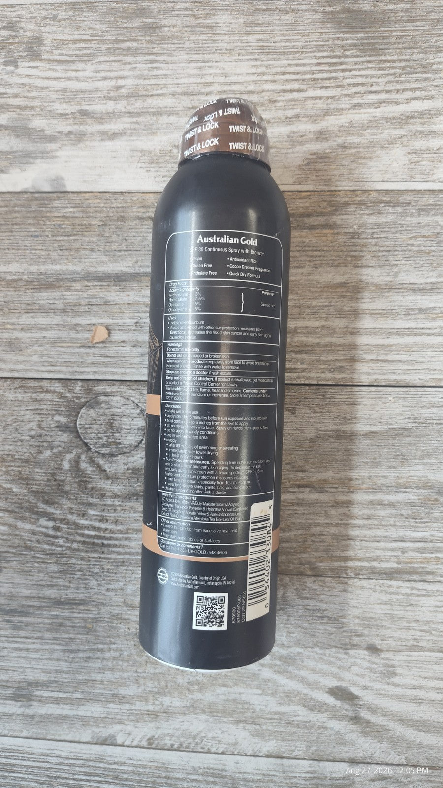 Australian Gold SPF 15 Continuous Spray Sunscreen with Bronzer 6oz