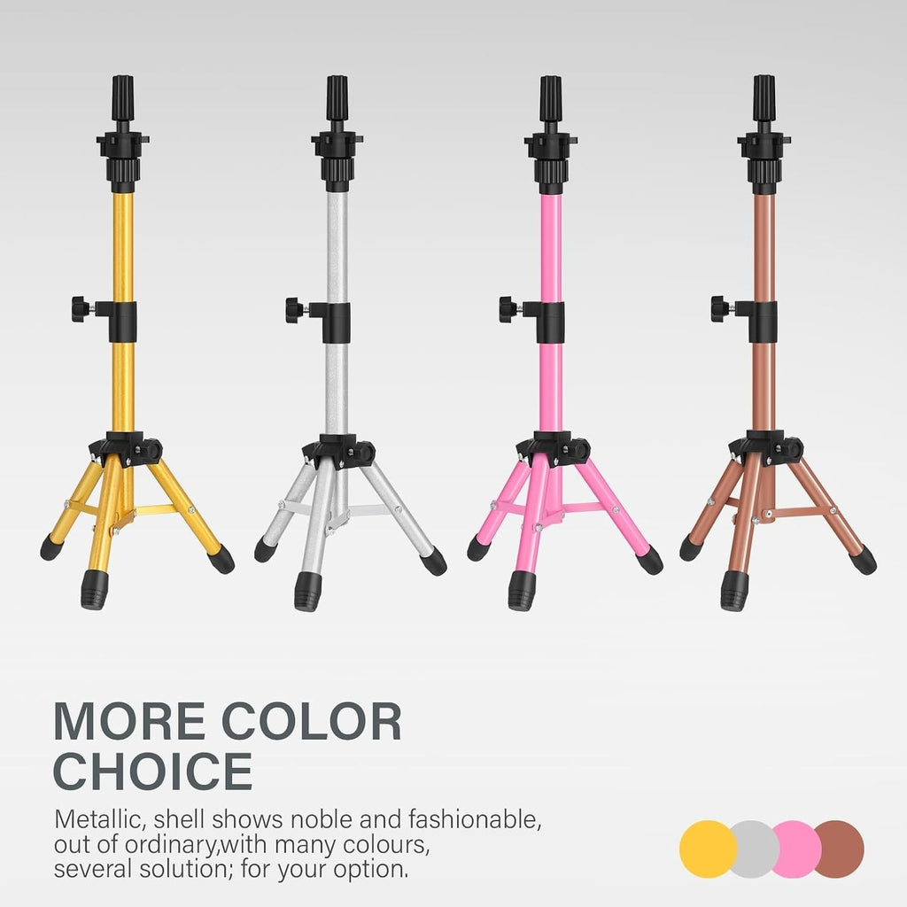 Pink Wig Stand Tripod 25-Inch for Hairdressing & Displays, Adjustable & Durable