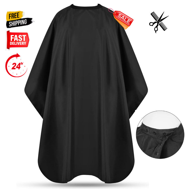 Professional Hair Cutting Cape Black 57x51 Inches with Adjustable Snap Closure for Salon & Home Use