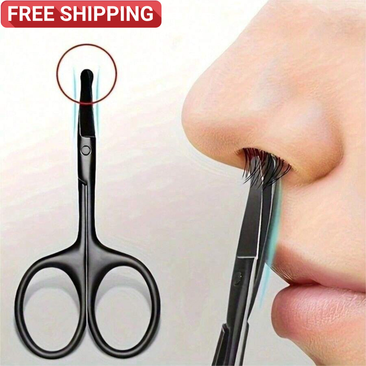 Stainless Steel Nose Hair Scissors with Rounded Tips - Precise Grooming Tool