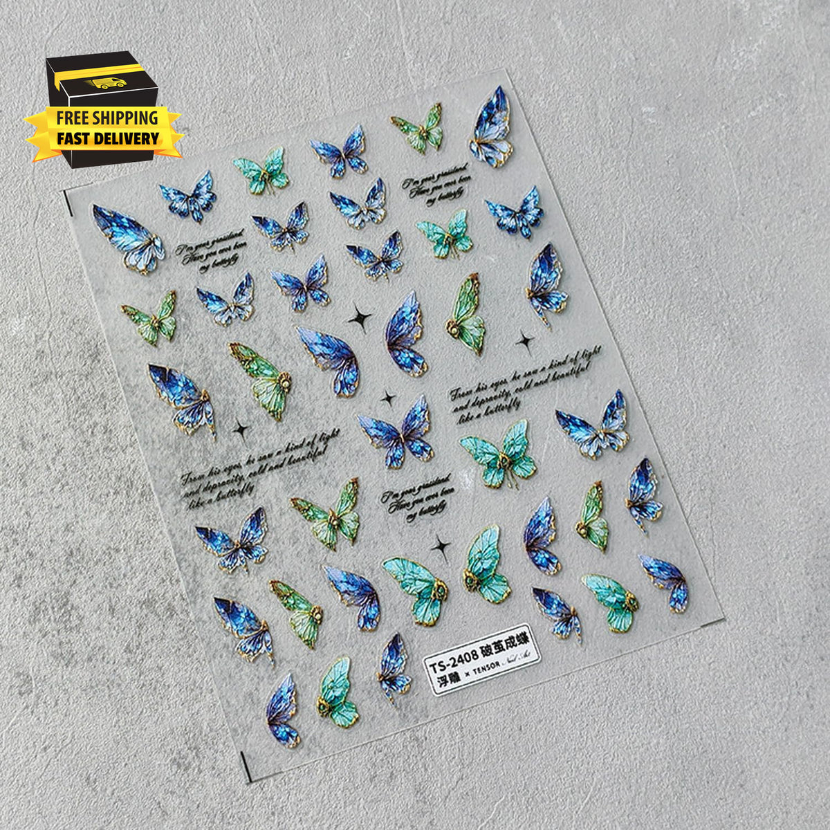 Self-Adhesive 5D Embossed Butterfly Nail Art Stickers for Manicure