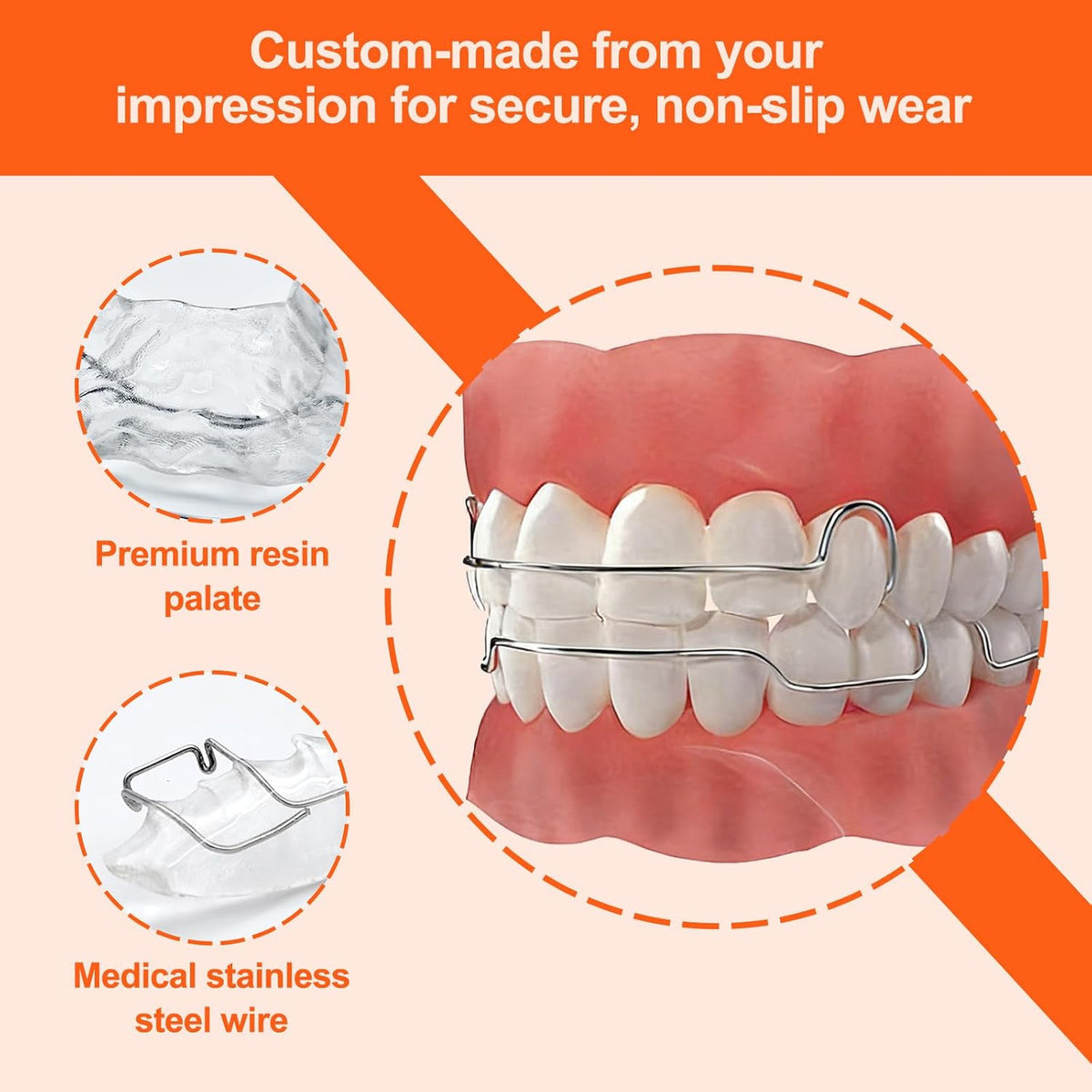 Custom Clear Retainer for Upper & Lower Teeth - Durable, Adjustable, Breathable