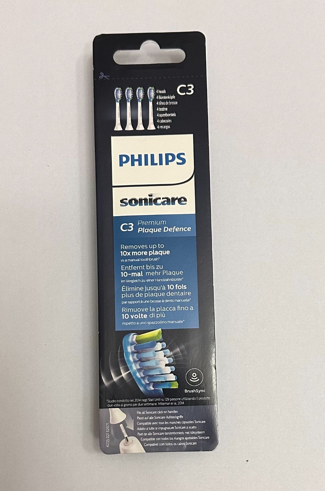 Philips Sonicare C3 Premium Plaque Control Replacement Brush Heads – 4 Pack White HX9044/17