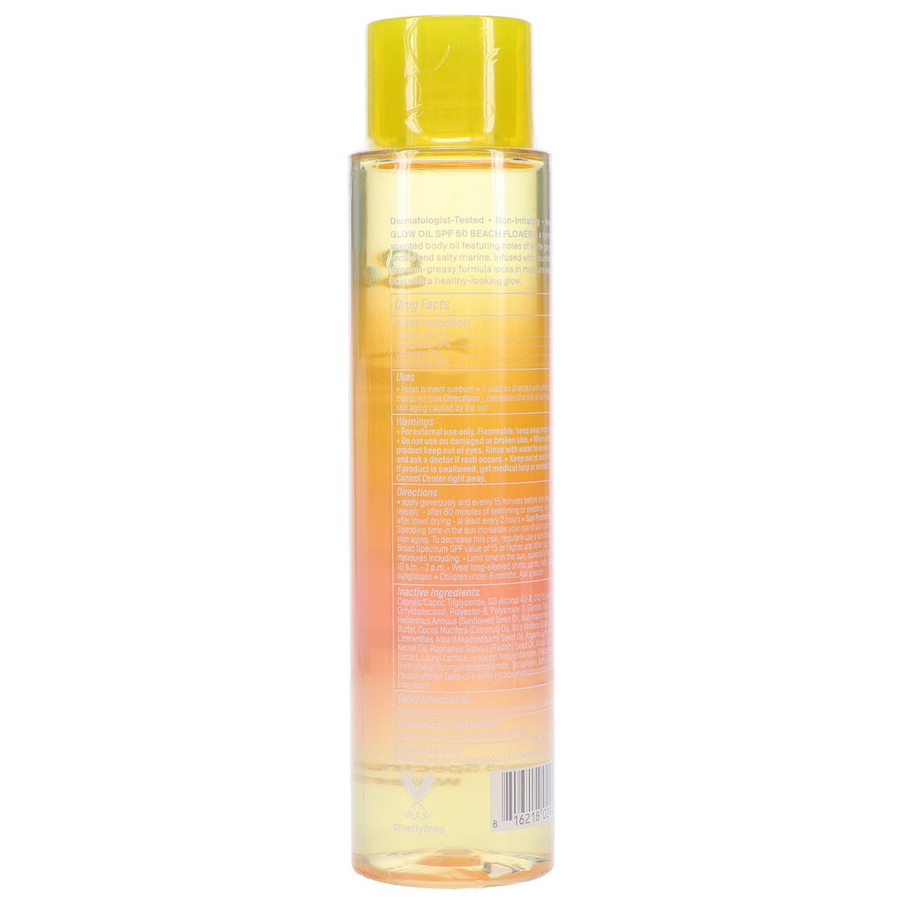 SPF 50 Body Oil with Sun-Kissed Glow - Beach Flower Scent, 5 oz