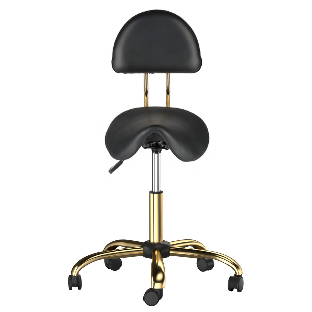 Adjustable Salon Stool Chair with Backrest, Ergonomic Saddle Seat, 360° Swivel