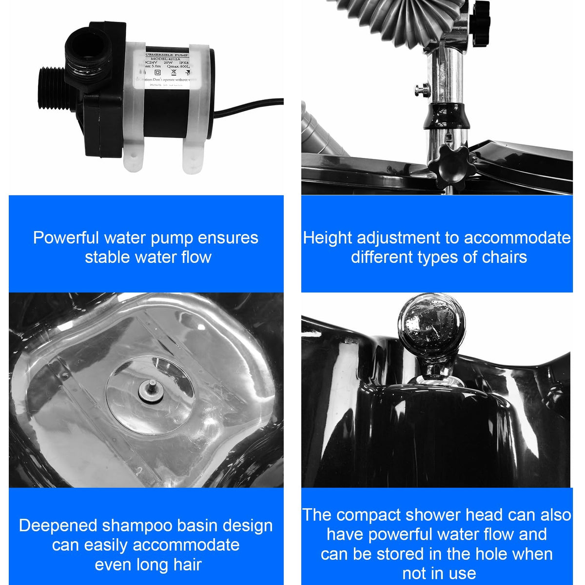 Portable Hairdressing Shampoo Basin with Adjustable Backwash Sink for Salon or Home Use
