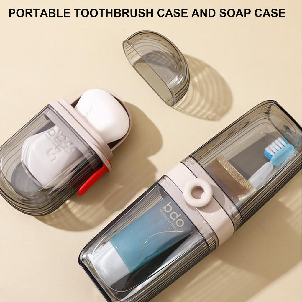 Travel Toothbrush Case & Soap Holder Set of 2 - Compact & Hygienic
