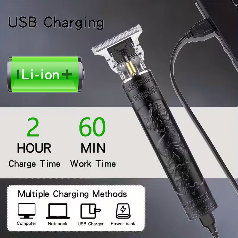 Men's Professional Hair Clippers & Trimmer Set with Adjustable Blade and 8 Limiters
